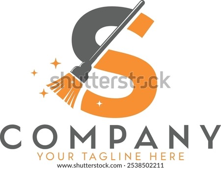 Cleaning Service  Logo Design  for Letter S with Broom, Elevate Your Cleaning Service with a Unique Logo, Creative Logo Design for Cleaning, Cleaning Logo for Letter S