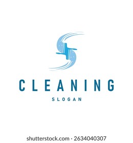 cleaning service logo design simple minimalist concept cleaning tools illustration template symbol