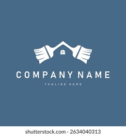 serviço de limpeza logotipo design conceito minimalista simples ferramentas de limpeza símbolo modelo ilustração