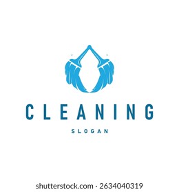 cleaning service logo design simple minimalist concept cleaning tools illustration template symbol