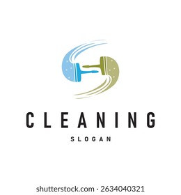 serviço de limpeza logotipo design conceito minimalista simples ferramentas de limpeza símbolo modelo ilustração