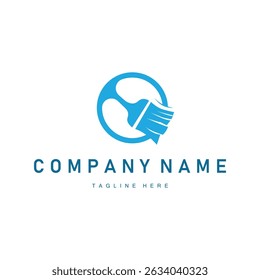 serviço de limpeza logotipo design conceito minimalista simples ferramentas de limpeza símbolo modelo ilustração