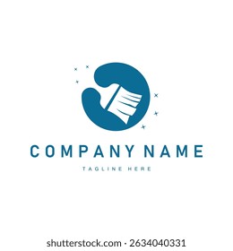 Servicio de limpieza Diseño de logotipo Concepto minimalista simple Herramientas de limpieza Ilustración Símbolo de Plantilla