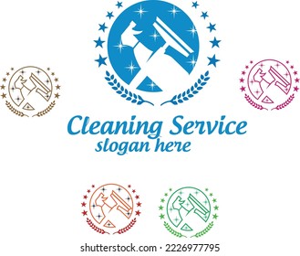 cleaning service logo design vector template.eps