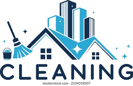 Cleaning Service Logo Design Vector Template, Residential, Commercial Cleaning