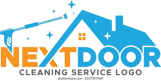 Cleaning Service Logo Design Vector Template, Residential Cleaning, Modern Logo Design for Cleaning Service, Next Door Cleaning Service Logo Design