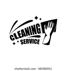 Cleaning Service Logo With Glove. Vector Icon Isolated On White Background