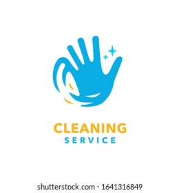 Cleaning Service Logo High Five Fingers and Stars Symbol