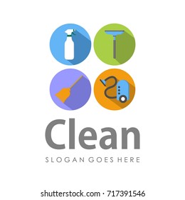Cleaning service logo and icon design