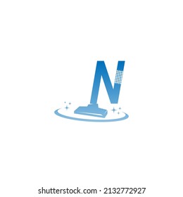 Cleaning service logo illustration with letter N  icon template vector