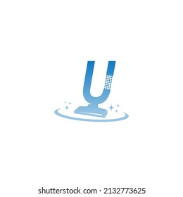 Cleaning service logo illustration with letter  U icon template vector