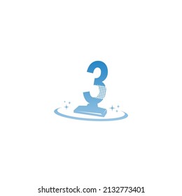 Cleaning service logo illustration with number 3  icon template vector