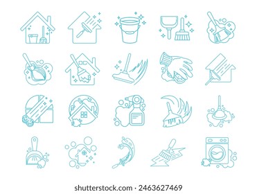 Cleaning Service Logo Line Element Set