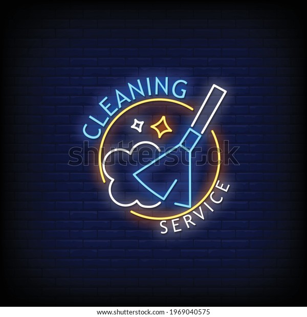 Cleaning\
Service Logo Neon Signs Style Text\
Vector