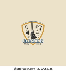 cleaning service logo retro vintage vector