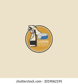 cleaning service logo retro vintage vector