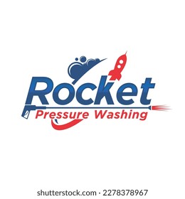 cleaning service logo, with rocket and cleaning broom concept