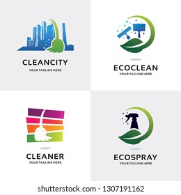 Cleaning Service Logo Set Design Template Collection
