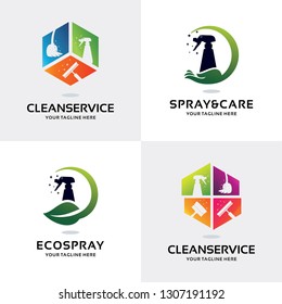 Cleaning Service Logo Set Design Template Collection