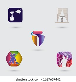 Cleaning service logo set, house cleaning, business 