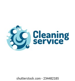 Cleaning service logo. Soap foam bubbles.
