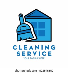 cleaning service logo with text space for your slogan / tagline, vector illustration