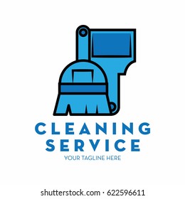 cleaning service logo with text space for your slogan / tagline, vector illustration