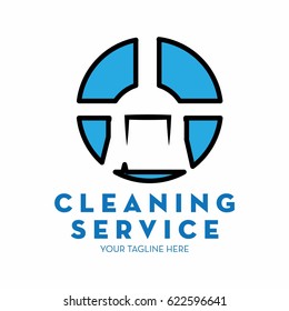 cleaning service logo with text space for your slogan / tagline, vector illustration