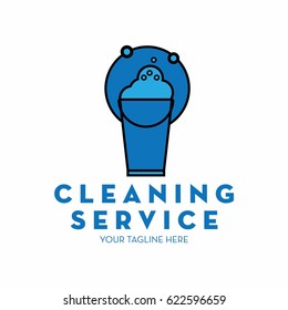 cleaning service logo with text space for your slogan / tagline, vector illustration
