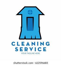 cleaning service logo with text space for your slogan / tagline, vector illustration