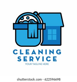 cleaning service logo with text space for your slogan / tagline, vector illustration