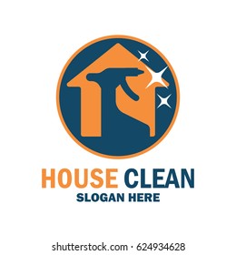 cleaning service logo with text space for your slogan, tagline, vector illustration