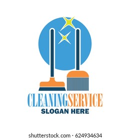 cleaning service logo with text space for your slogan, tagline, vector illustration