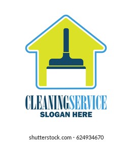cleaning service logo with text space for your slogan, tagline, vector illustration