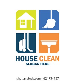cleaning service logo with text space for your slogan, tagline, vector illustration