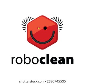 Cleaning service logotype template with smiling vacuum cleaner 
