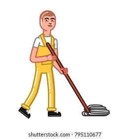 Cleaning service man