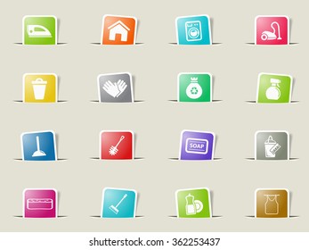 Cleaning service paper icons for web