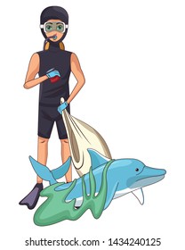 cleaning service person man picking a can and afroamerican woman with bandana and a stick profile picture avatar cartoon character