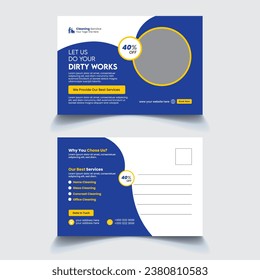 Plantilla de diseño de postales del servicio de limpieza