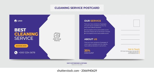 Cleaning Service Postcard Template. Creative Modern Cleaning Services Agency Postcard