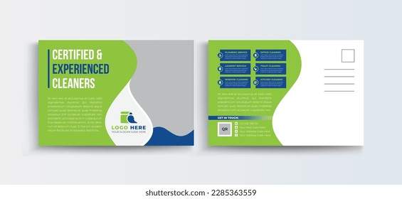 Cleaning Service Postcard Template | EDDM Postcard template Set, Cleaning company Business Postcard Design Layout.