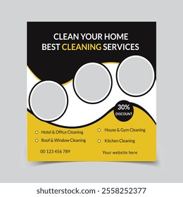 Cleaning service poster, Home reliable cleaning service social media post template, 