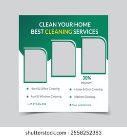 Cleaning service poster, Home reliable cleaning service social media post template, 