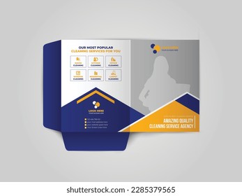 Cleaning Service Presentation folder template design, Folder design, cover for catalog, brochures, booklet, magazine, cover design.