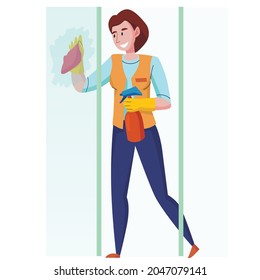 servicio de limpieza tareas profesionales composiciones planas ilustración horizontal