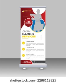 Cleaning service roll up banner design or standee signage template