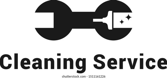 cleaning and service simple logo design bold wrench