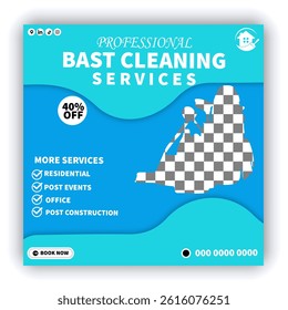 Cleaning service social media banner or Instagram post template