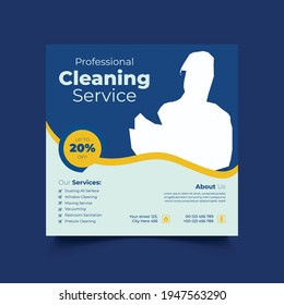 Cleaning service social media post banner ads or square flyer suitable for marketing promotional banner set template design